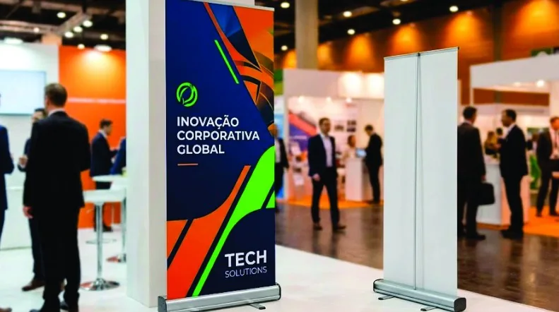 Banners roll-up e pôsteres: exemplo ilustrativo de aplicação