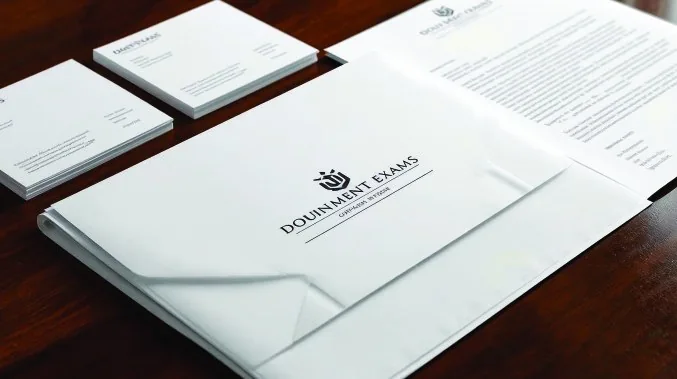 Papel timbrado e envelopes: exemplo ilustrativo de aplicação